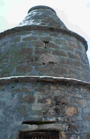 New Elgin Doocot: after damaged lime harling has been removed.