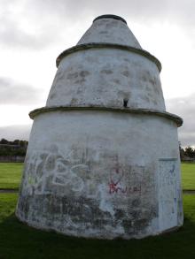 New Elgin Doocot: front of doocot after harl removed.