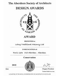 Acanthus Architects submitted the Powis Gates project for the Aberdeen Society of Architects Design Awards 2010, and won!