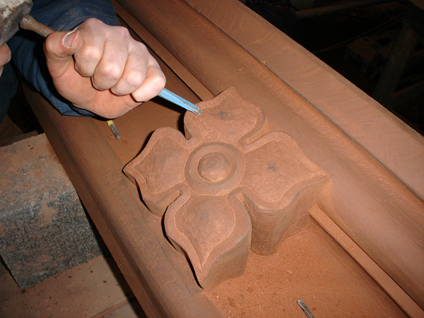 LTM mason carving replacement decorative flower for string course.