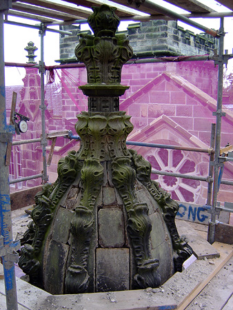 Before works: condition of decorative pinnacles.