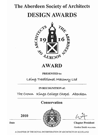 Acanthus Architects submitted the Kings College Crown project for the Aberdeen Society of Architects Design Awards 2010, and won!