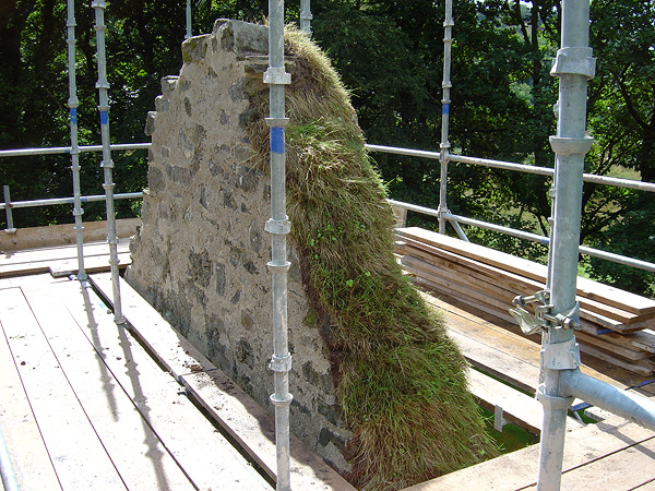 After works: puddle clay covered with turf as soft topping.