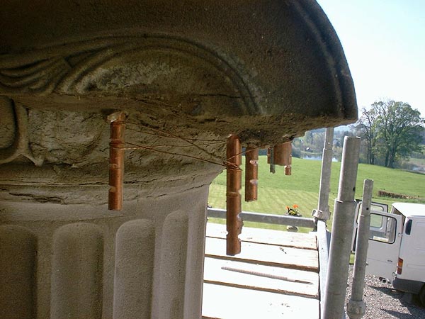 During works: repairs to four volute mouldings on Ionic capital.
