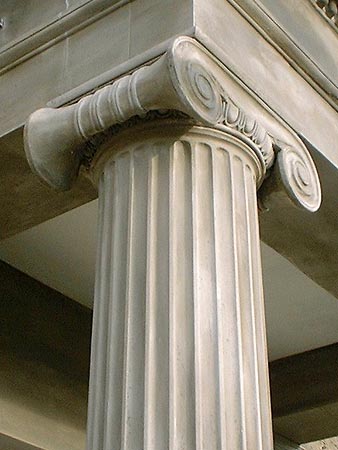 After works: Ionic capital and fluted column.