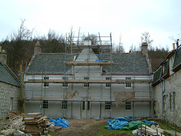 Balnacraig House: front elevation during works.