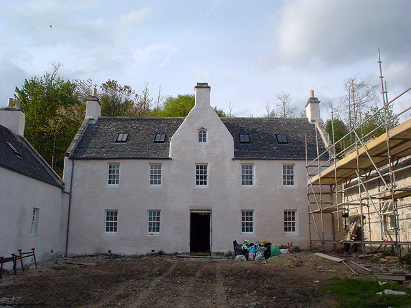 Front elevation: reinstated lime harling.