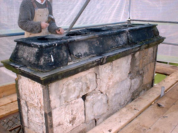 Chimney stack: note deep voids to masonry.