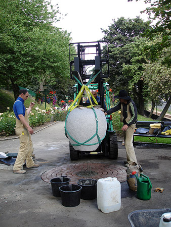 Mary Slessor Memorial: transporting granite memorial.