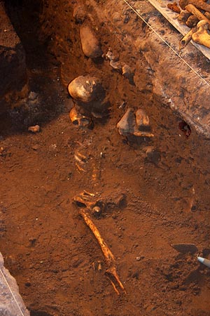 Human bones buried under the church flagstone!