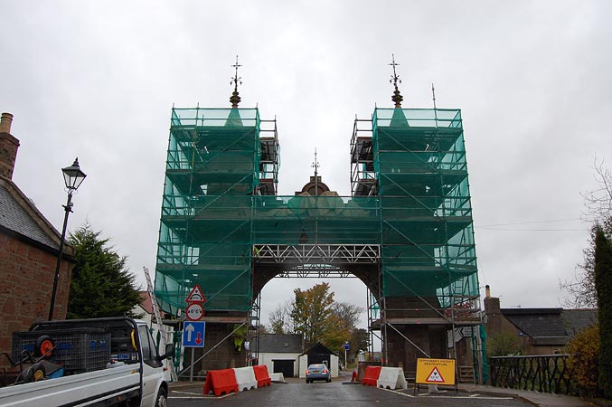 During works: scaffolding.