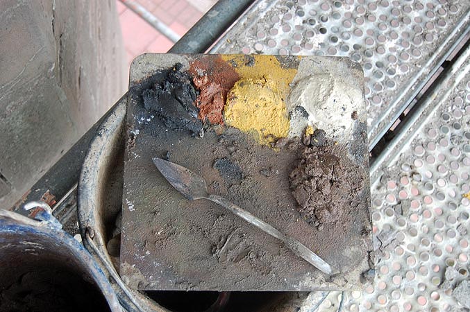 Mortar repair: pigmented mortars to match existing.