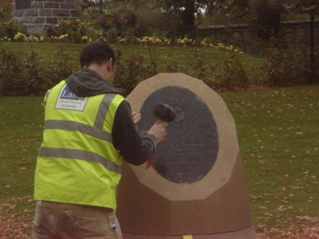 Installing the memorial plaque