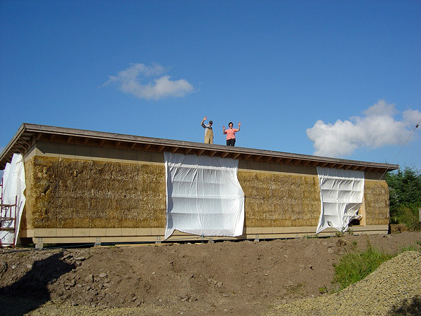 Soil roof finish on recycled corrugated iron.