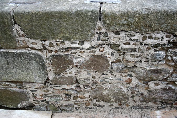 Flush pointing up to granite ashlar.