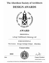 Kings College Crown - Aberdeen Society of Architects Design Awards 2010